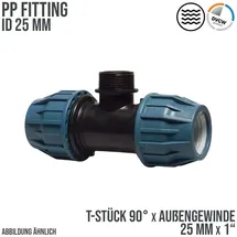 Jason T-Stück 90° 25 mm x 1/2 Zoll Schwarz/Blau