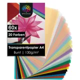 OfficeTree Transparentpapier OfficeTree 60x Transparentpapier Bunt A4 - 20 Farben - 130g/m2