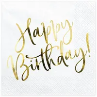 Partydeco 20 Servietten gold Happy Birthday Geburtstag