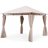 sweeek Pavillon 3 x 3 m inkl. Vorhänge Beige