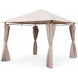 sweeek Pavillon 3 x 3 m inkl. Vorhänge Beige