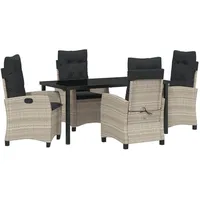 VidaXL 5-teiliges Gartendining-Set mit Kissen Hellgrau Poly Rattan.