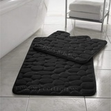 Comfort Collections Badvorleger-Set, rutschfest, weich, WC- und Badteppich, Memory-Schaum, Kieselstein-Design, Farbe: Schwarz, 2-teilig