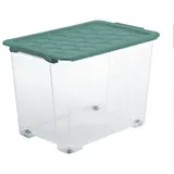 Rotho Aufbewahrungsbox EVO Safe mit Rollen und Deckel 65 L Mistletoe grün
