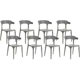 Beliani Esszimmerstuhl Gubbio Kunststoff grau 8er Set