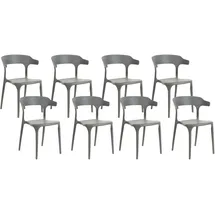 Beliani Esszimmerstuhl Gubbio Kunststoff grau 8er Set
