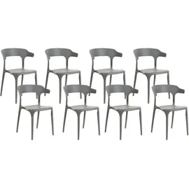 Beliani Esszimmerstuhl Gubbio Kunststoff grau 8er Set