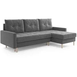 möbel punkt Ecksofa OSLO Webstoff Grau mit Bett Bettkasten Sofa Schlafsofa Ottomane universell Links oder Rechts