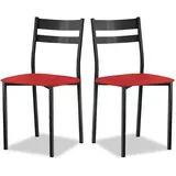 ASTIMESA Küchenstuhl aus Metall mit offener Rückenlehne, Rot, 51 cm x 45 cm x 40 cm