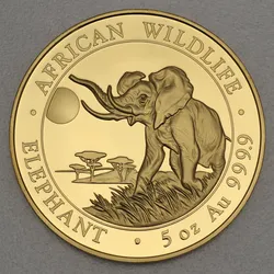 Goldmünze 5oz Elefant 2016 African Wildlife (Somalia)