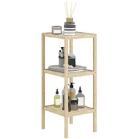 Homcom Badregal, Badezimmerregal mit 3 Ebenen, Standregal aus Bambus,