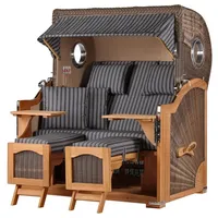 Bene living Strandkorb Komplettset Ammersee Grande XL Teak Bullauge