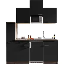 Respekta Küchenzeile Oliver E-Geräte 180 cm mit Glaskeramikkochfeld und Mikrowelle schwarz/eiche york nachbildung