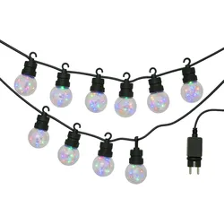 WellHome - Mehrfarbige Lichterkette mit G50-Glühbirnen und Timer, 10 Glühbirnen, 5 Meter Kabel