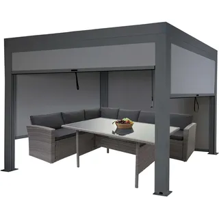 mit Seitenwand Anthrazit 11 cm Alu-Gestell 3 x 3 m