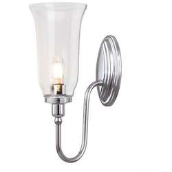 Licht-Erlebnisse Wandleuchte VANHA, LED wechselbar, Warmweiß, Wandlampe IP44 G9 Glas Messing massiv 3000 K 320 lm Jugendstil silberfarben