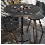 GGMMÖBEL BL | Bistrotisch | Ø:H 50 x 76 cm | Edelstahl Rand | Schwarz Marmor / Schwarz | Rund