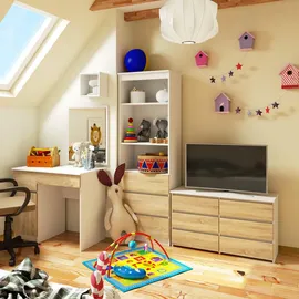 Milord Kommode CL100 100 x 57 x 35 cm Weiß-Sonoma