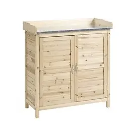 Outsunny Gartenschrank Holz Geräteschrank Schrank mit 2 Einlegeböden Natur 83 x 40 x 92 cm