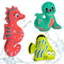 MTS Sportartikel Schildkröt Neopren Tauchtiere, 3er Set Diving Animals, Seelöwe, Seepferdchen, Fisch
