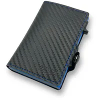 venzzi® Slim Wallet Herren Geldbörse in Carbon mit RFID-Schutz, Münzfach und Kartenetui, Portemonnaie Herren, Portmonee, Kartenportmonai Herren (Schwarz/Blau)