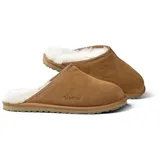Fellhof Lammfell Pantoffeln Herren PRIMO, kuschelige Lammfellpantoffeln für Herren, Winter & Sommer Hausschuhe aus echtem Lammfell, hellbraun Gr. 47 - 47 EU