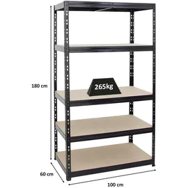Proregal Schwerlastregal Metall 180x100x60 cm Schwarz