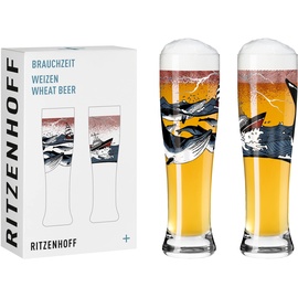 Ritzenhoff & Breker Ritzenhoff 3481006 Weizenbierglas 500 ml – 2er Set – Serie Brauchzeit Set Nr. 6 – 2 Stück mit mehrfarbigem Digitaldruck