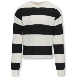 KIDS ONLY Kogfranca Short L/S Stripe KNT Noos Pullover Cloud Dancer/Stripes:Wide Stripe Schwarz 134/140