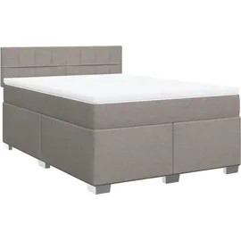 vidaXL Boxspringbett mit Matratze Taupe 140x200 cm Stoff
