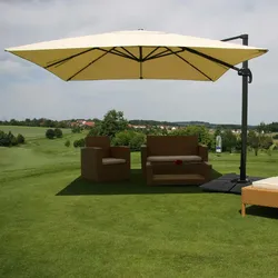 Mendler Gastronomie-Ampelschirm HWC-A96, Sonnenschirm, 3x4m (Ø5m) Polyester/Alu 26kg ~ creme mit Ständer