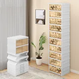 YITAHOME Schuhboxen, 20 Stück, Faltbar, Schuh-Organizer, Behälter, langlebig, Stapelbar, mit Türen, Schuhschrank, Passend für bis zu EU Größe 45, Einfache Installation, 44x34x173cm