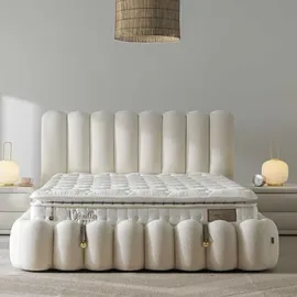 Bambi Pointhome Bambi Boxspringbett Set 160x200 H3, Vanilla, Schlafzimmerbett, Funktionsbett, Taschenfederkern Matratze mit Topper, Matratzenhöhe: 34 cm