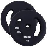 GORILLA SPORTS® Neopren Hantelscheiben - 2er Set, 2x1kg, 2x2kg, 2x3kg, 2x4kg, 2x5kg Gewichte, 30/31 mm Bohrung, mit Griffen, Gusseisen - Gewichtsscheiben, Hantelscheiben-Set
