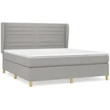 vidaXL Boxspringbett mit Matratze Hellgrau 160x200 cm Stoff1394424