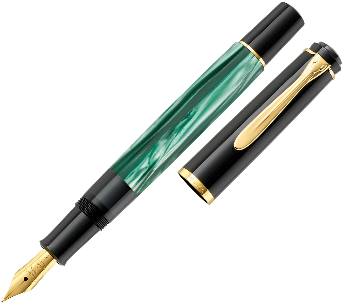 Pelikan 994145, Schwarz, Gold, Grün, Marmorfarbe, Integriertes Befüllsystem, Har