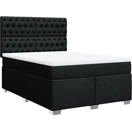 vidaXL Boxspringbett mit Matratze Schwarz 140x200 cm Stoff