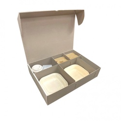 50 Stk. Kraft-Mikro-Menü-Catering-Box mit Trennwänden (45x32x10cm) Ref CKCATER5