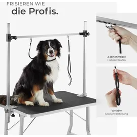 Tectake Trimmtisch, mit höhenverstellbarem Galgen und 2 Schlingen, rutschfeste und kratzfeste Gummibeschichtung, Belastbarkeit 60 kg