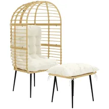 Outsunny Eiersessel Gartensessel 65 x 76 x 147 cm beige 1 St.