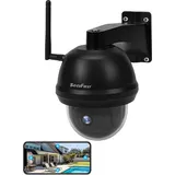 SecuFirst PTZ Überwachungskamera Aussen WLAN,Outdoor Kamera Überwachungs 1080P, Bewegungserkennungsalarm,Nachtsicht, 2-Wege-Audio, Schwarz. - Schwarz