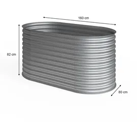 Oskar Hochbeet oval 160 x 82 x 80 cm Silber