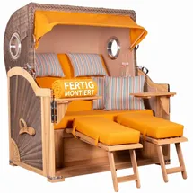 Mr. Deko Strandkorb Baltikum Bullauge Teak PE Grey Dessin 586)