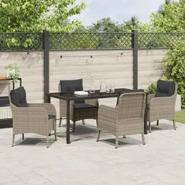 vidaXL 5-teiliges Garten-Essset mit Kissen Hellgrau Poly-Rattan