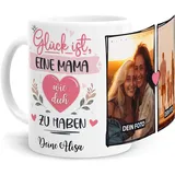 Tassenliebling® Tasse Mama mit Fotos und Sprüchen und Namen personalisiert - Glück ist eine - Fototasse mit eigenen Bildern selbst gestalten - Muttertagsgeschenk