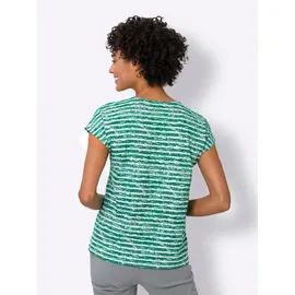 Sieh an! Kurzarm-Shirt in grün-ecru-geringelt | Gr.: 48