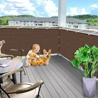Balkonabdeckung 3 x 3 m, Meterware, Sonnenschutz Atmungsaktiv Sichtschutz, Leicht Transparent, Balkonfächer Balkon Sichtschutz, mit Ösen Kordel für Balkon, Braun