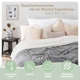 Blumtal Kuscheldecke 230 x 270 cm Grau/Weiß