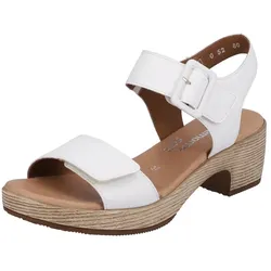 Sandalette REMONTE, Damen, Gr. 37, weiß, Leder, unifarben, feminin, Schuhe, Blockabsatz, Sommerschuh, Sandale mit Klettverschlüssen