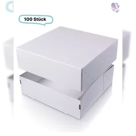Blanc HYGIENIC Tortenkarton eckig groß, 100 Stück, 328x328x108mm, Transportbox, biologisch abbaubar, kompostierbar, recycelbar